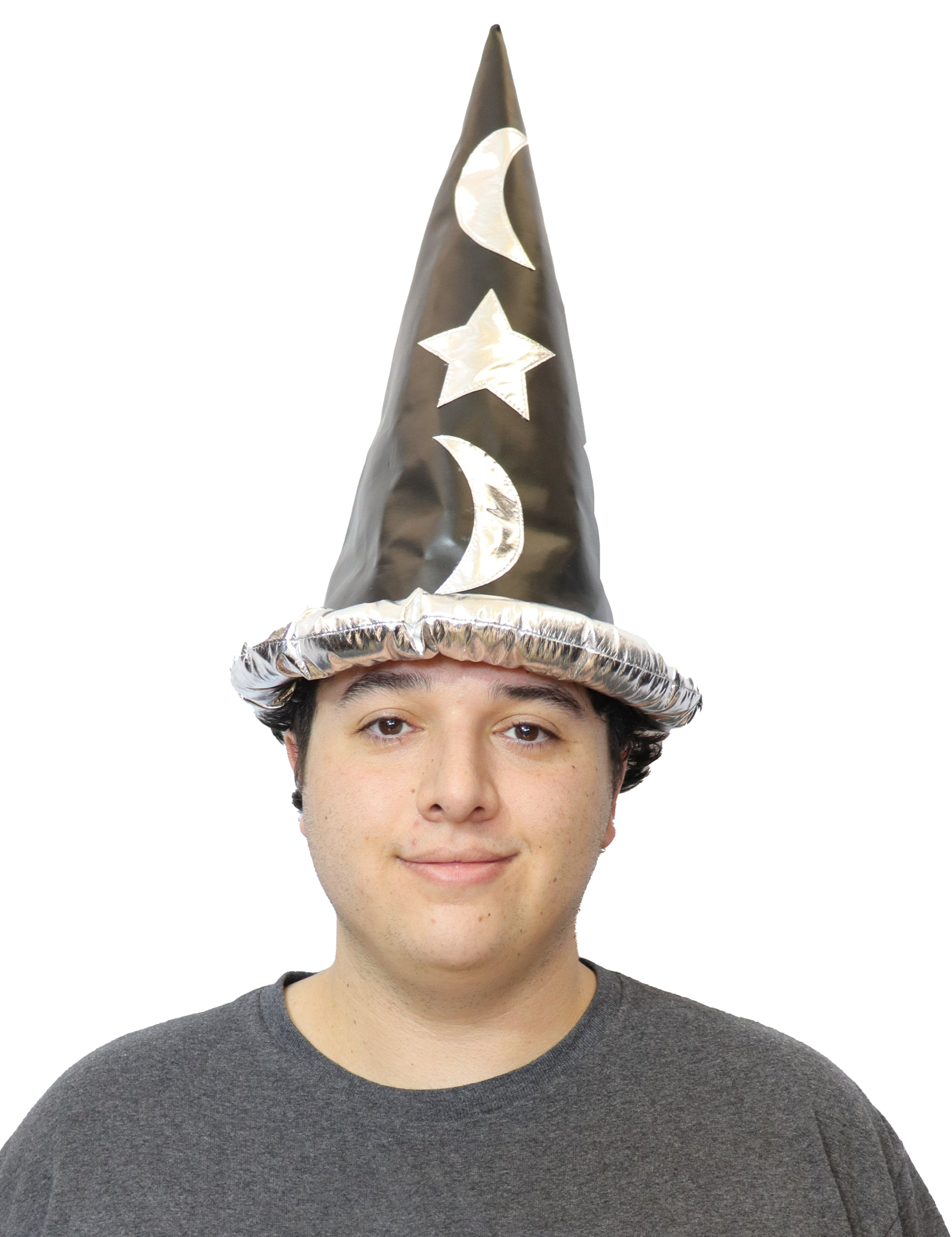 16-Inch Black Wizard Hat with Stars