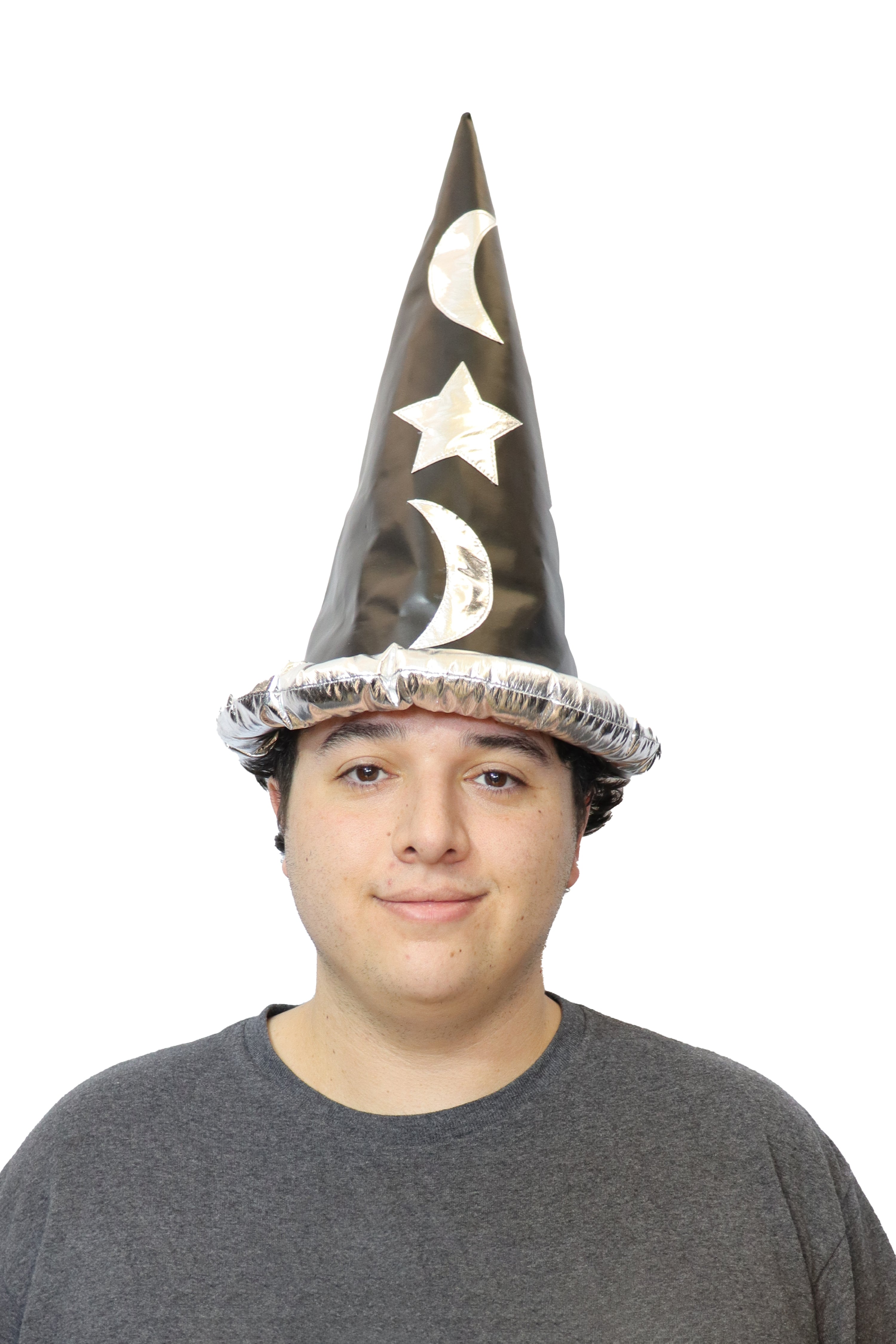 16-Inch Black Wizard Hat with Stars
