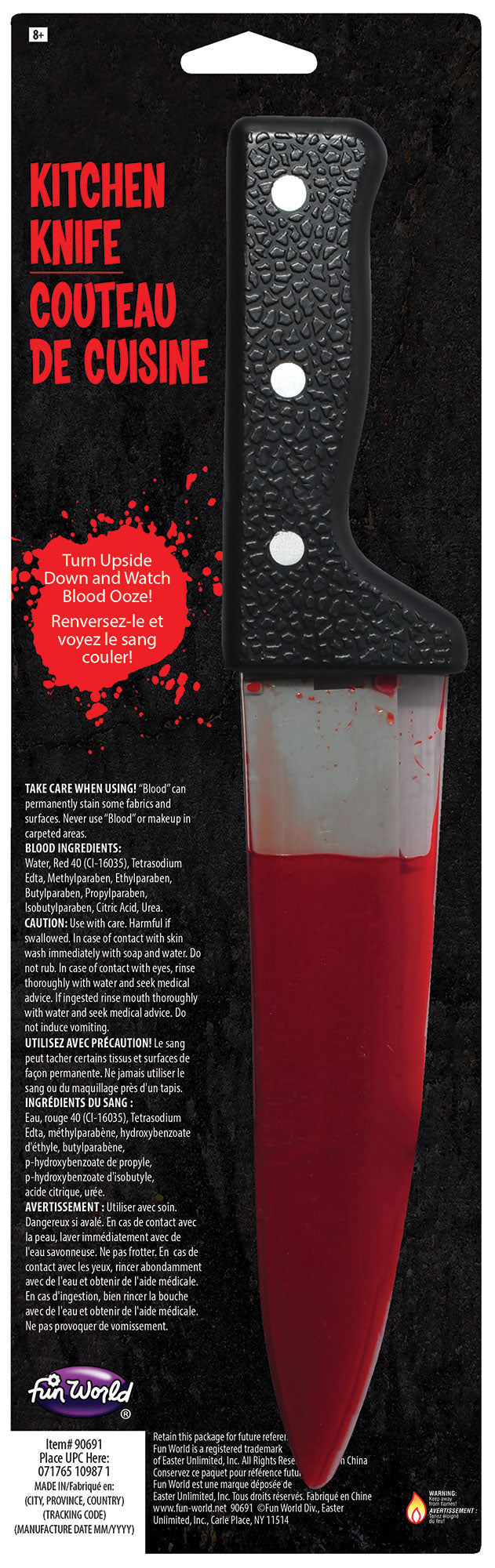 Bleeding Kitchen Knife Costume Prop, 13 in